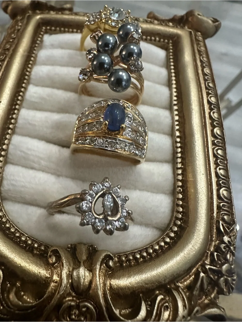 Gold Ornate Ring Display Stand with Velvet Insert - Home Accents